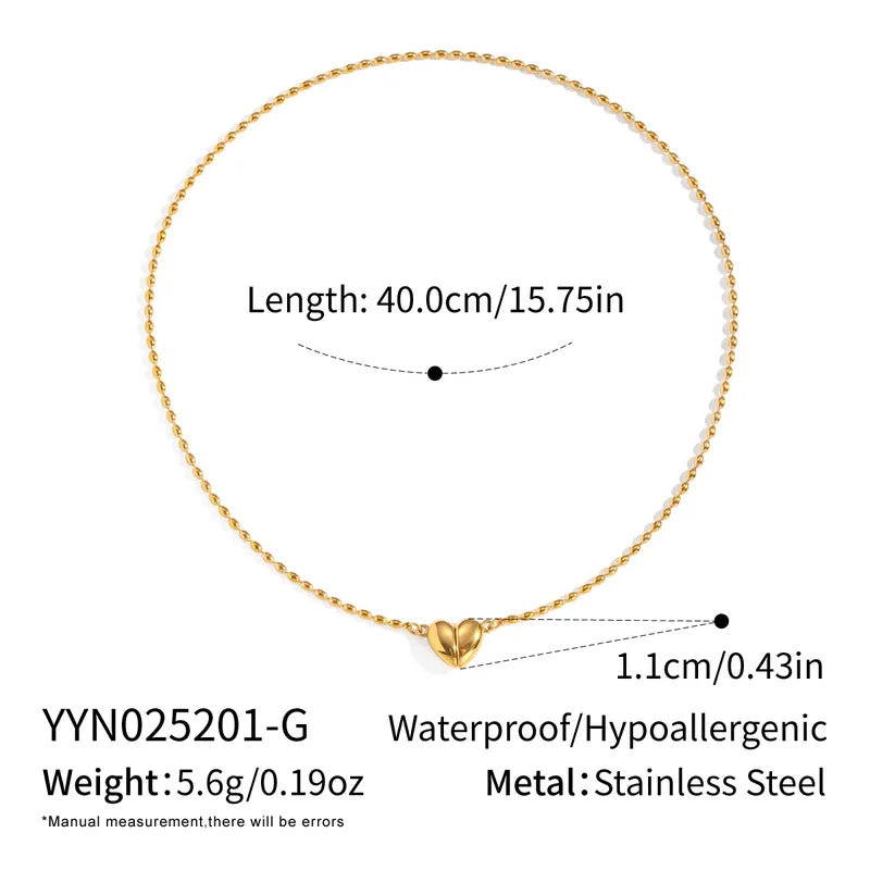 Collier Coeur Aimanté - Acier Inoxydable - Chaine à billes