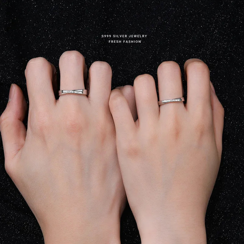 Set mit 2 Heartbeat Heartbeat Freundschaftsringen – BFF Best Friends Loving Couple – Verstellbare Ringe – Elektrokardiogramm