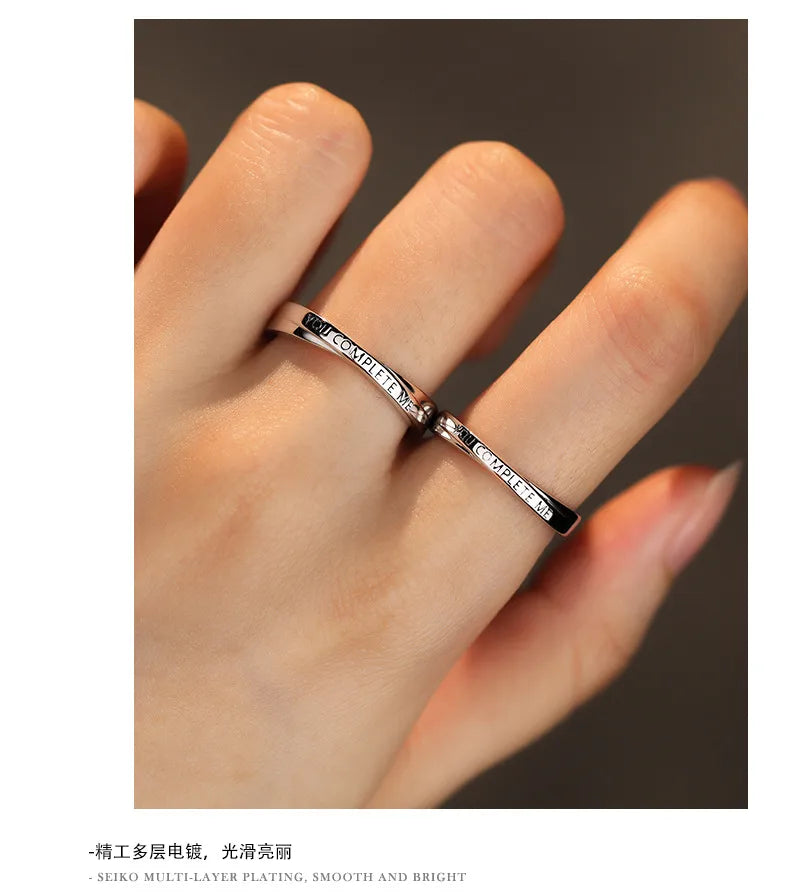 Set mit 2 Heartbeat Heartbeat Freundschaftsringen – BFF Best Friends Loving Couple – Verstellbare Ringe – Elektrokardiogramm