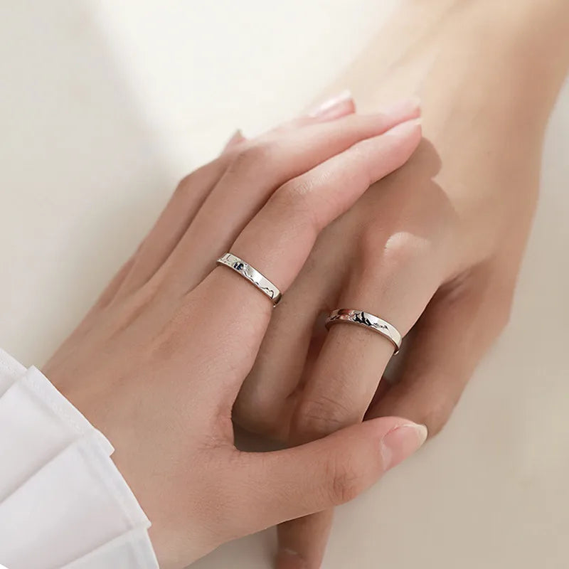 Set of 2 Heartbeat Heartbeat Friendship Rings - BFF Best Friends Couple Lovers - Adjustable Rings - Electrocardiogram