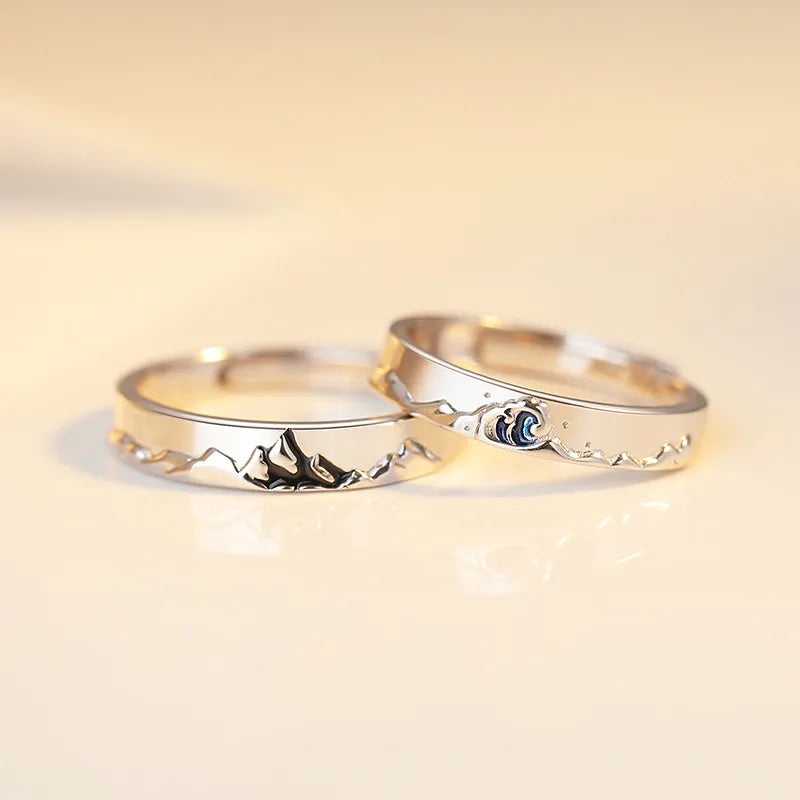 Set of 2 Heartbeat Heartbeat Friendship Rings - BFF Best Friends Couple Lovers - Adjustable Rings - Electrocardiogram