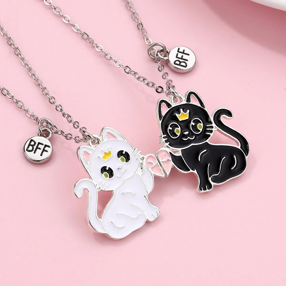 Lot de 2 Colliers D'amitié Aimanté - Chats - BFF - Best Friends Forever - Fantaisie - Pendentif Aimanté - Amitié