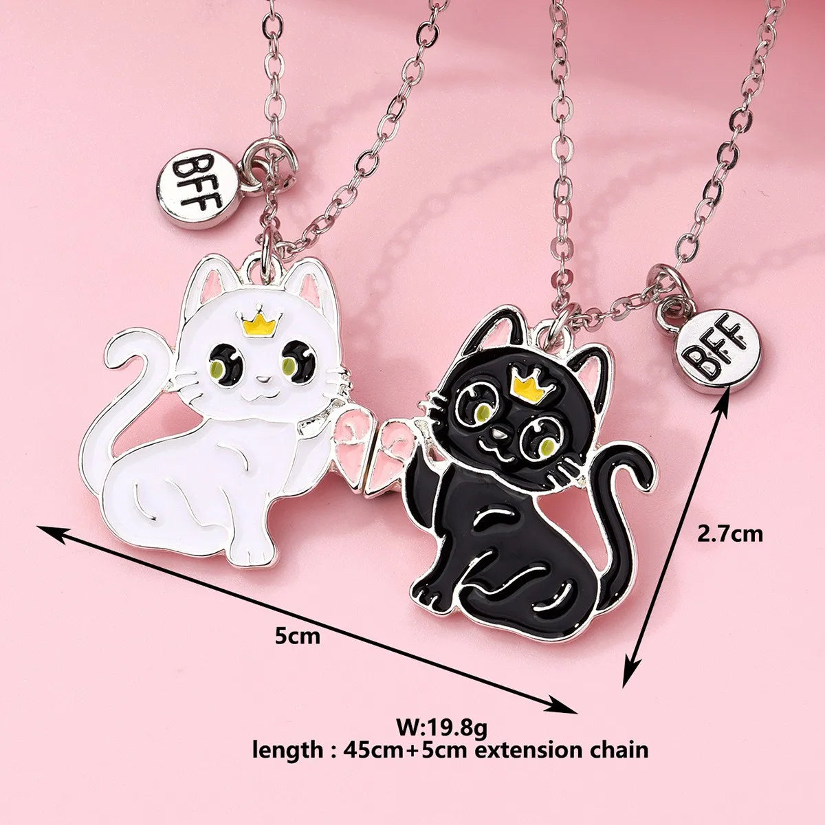 Lot de 2 Colliers D'amitié Aimanté - Chats - BFF - Best Friends Forever - Fantaisie - Pendentif Aimanté - Amitié