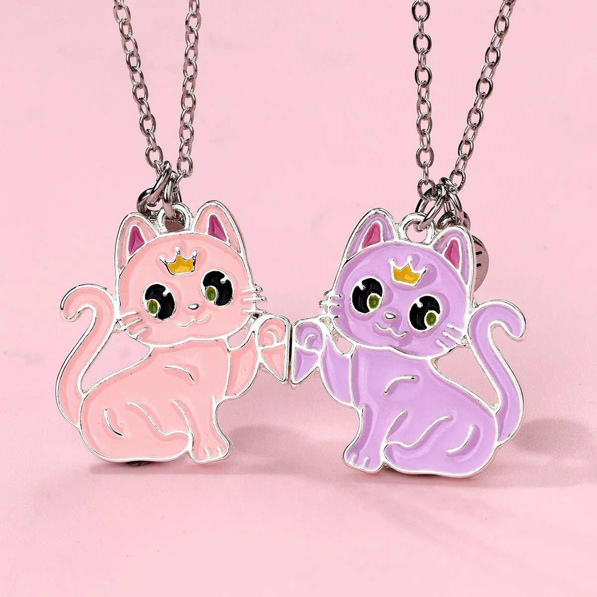 Lot de 2 Colliers D'amitié Aimanté - Chats - BFF - Best Friends Forever - Fantaisie - Pendentif Aimanté - Amitié