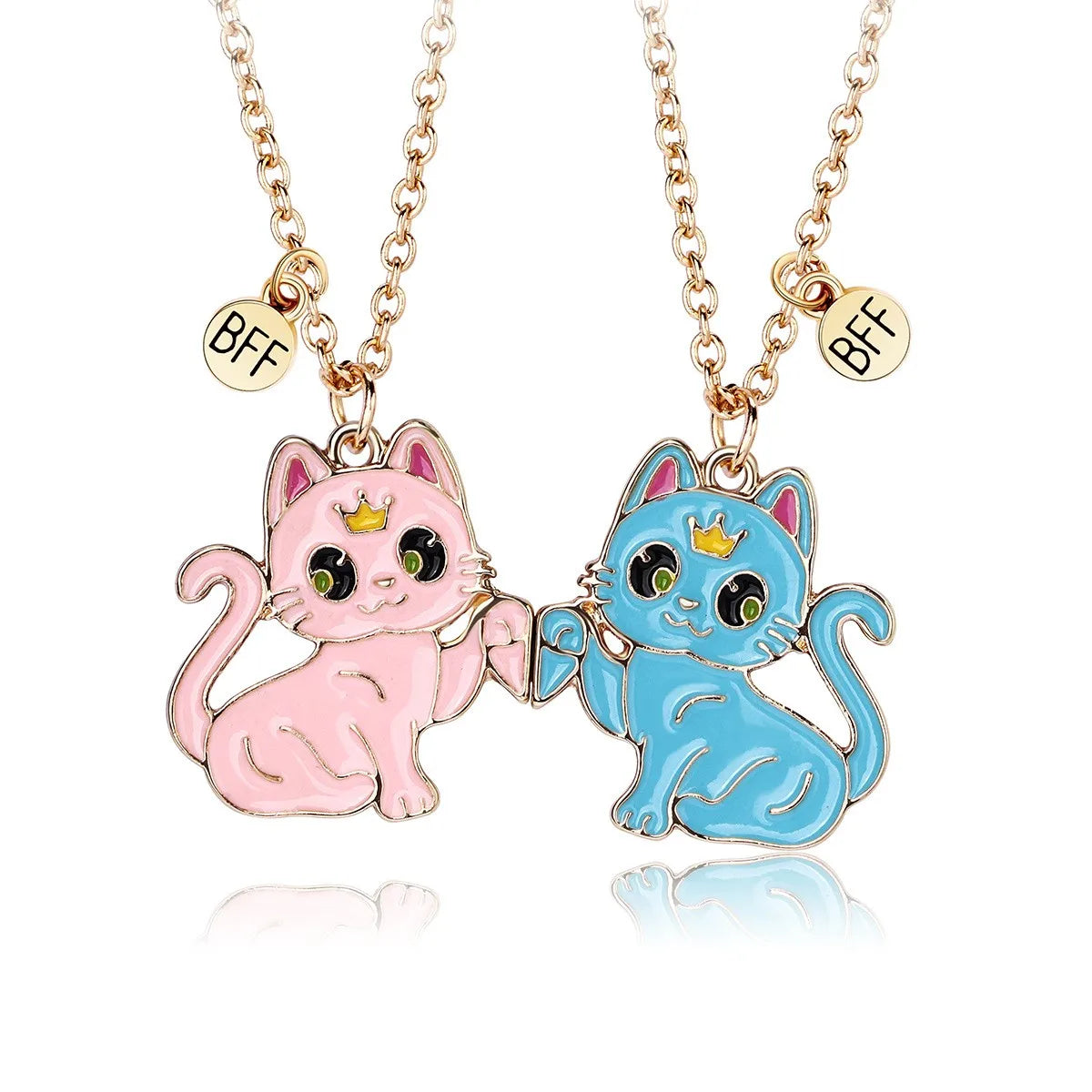 Lot de 2 Colliers D'amitié Aimanté - Chats - BFF - Best Friends Forever - Fantaisie - Pendentif Aimanté - Amitié