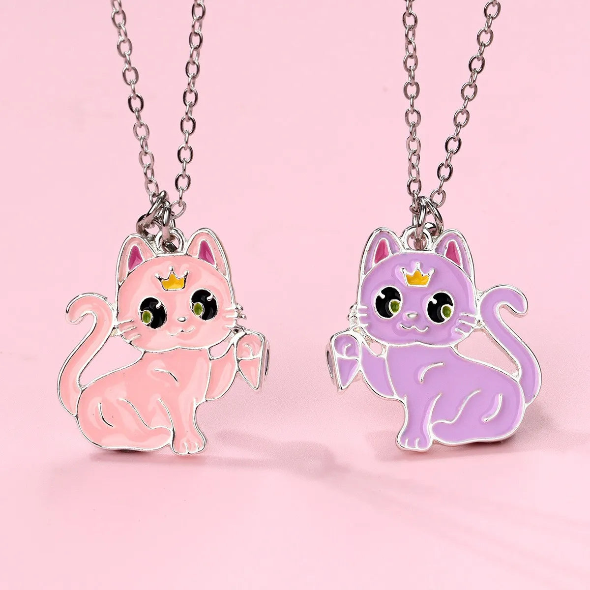 Lot de 2 Colliers D'amitié Aimanté - Chats - BFF - Best Friends Forever - Fantaisie - Pendentif Aimanté - Amitié