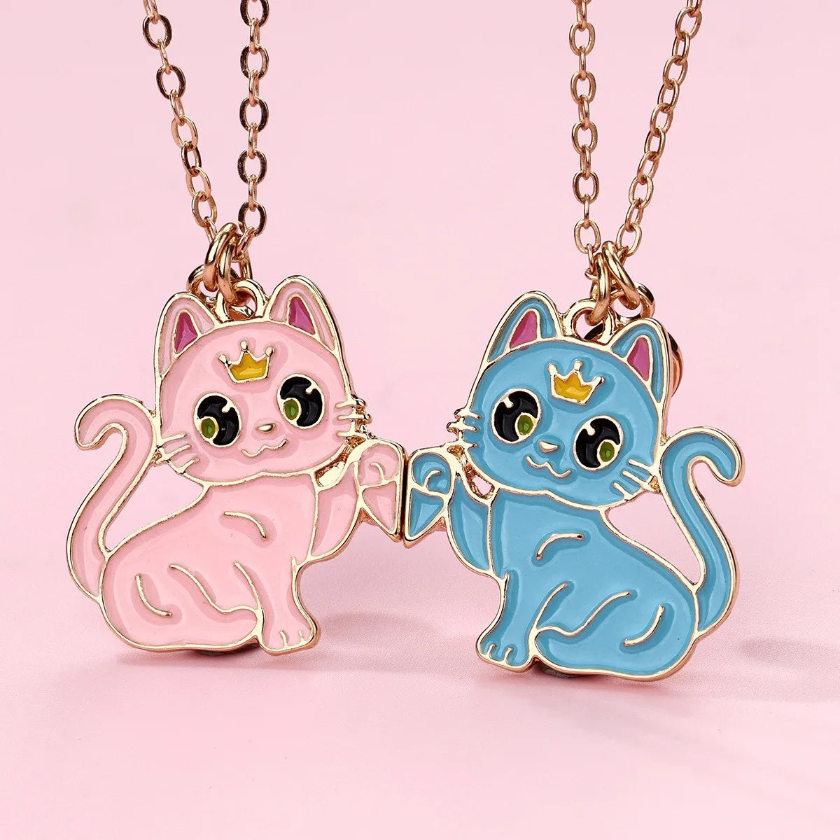 Lot de 2 Colliers D'amitié Aimanté - Chats - BFF - Best Friends Forever - Fantaisie - Pendentif Aimanté - Amitié