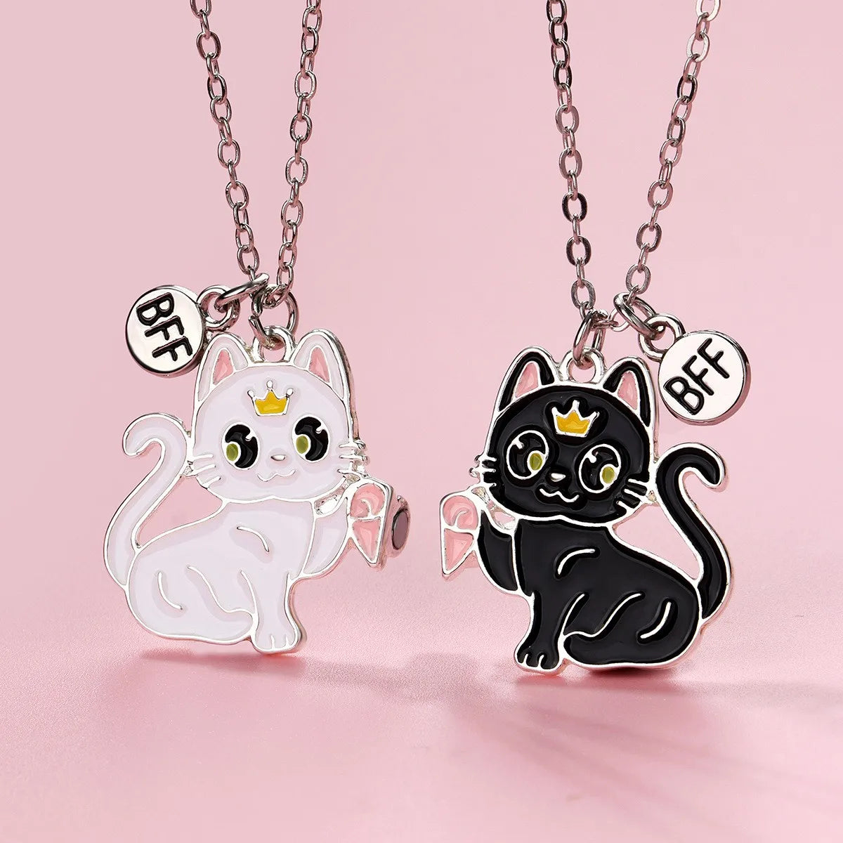 Lot de 2 Colliers D'amitié Aimanté - Chats - BFF - Best Friends Forever - Fantaisie - Pendentif Aimanté - Amitié