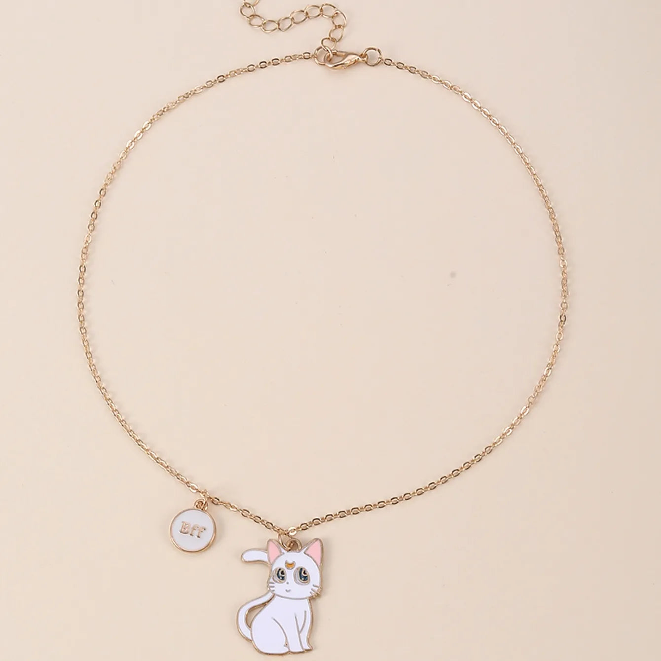 Lot de 2 Colliers D'amitié - BFF - Best Friends Forever - Fantaisie - Pendentif Chat Noir & Blanc - Amitié - Mignon