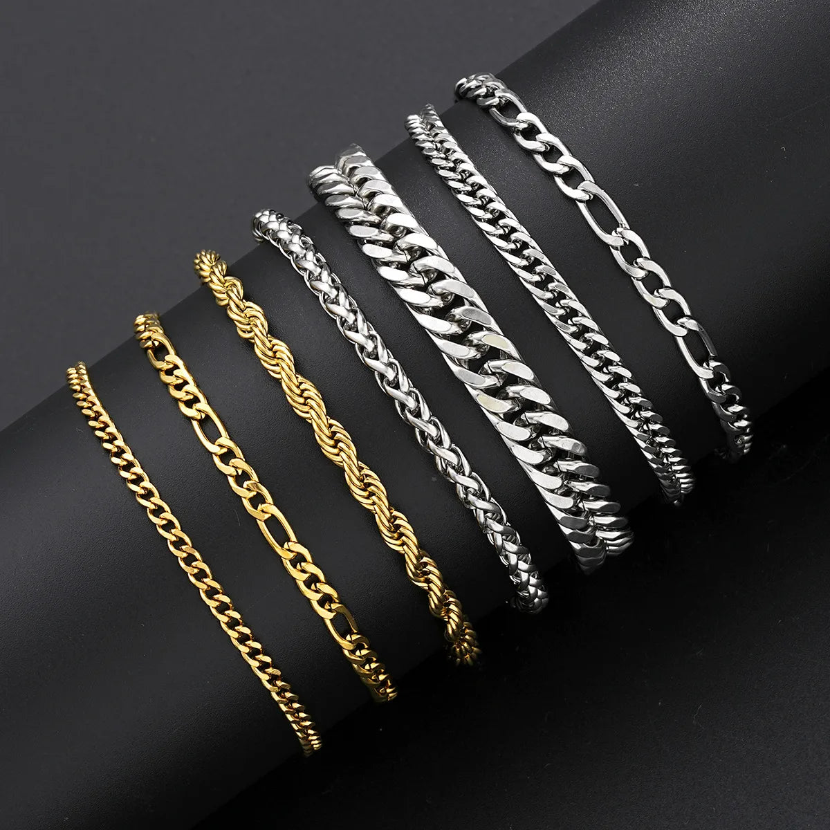 Bracelets Adultes Gourmette Homme - Maillons - Acier Inoxydable Doré Argenté