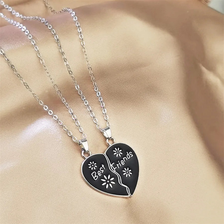 Lot de 2 Colliers D'amitié - Coeur - BFF - Best Friends Forever - Fleurs Papillon - Fantaisie - A partager