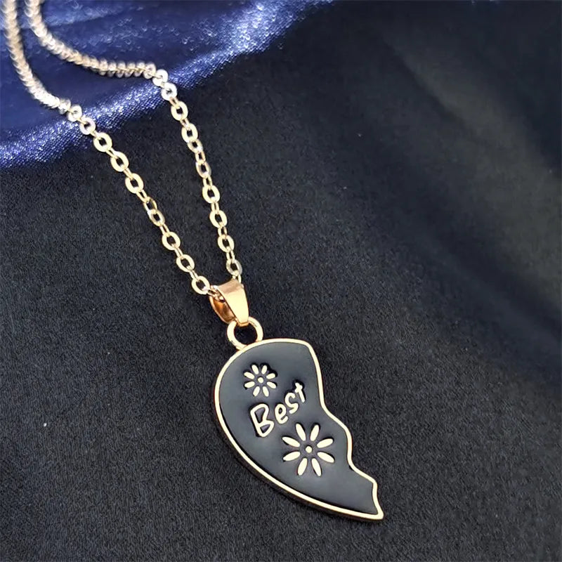 Lot de 2 Colliers D'amitié - Coeur - BFF - Best Friends Forever - Fleurs Papillon - Fantaisie - A partager