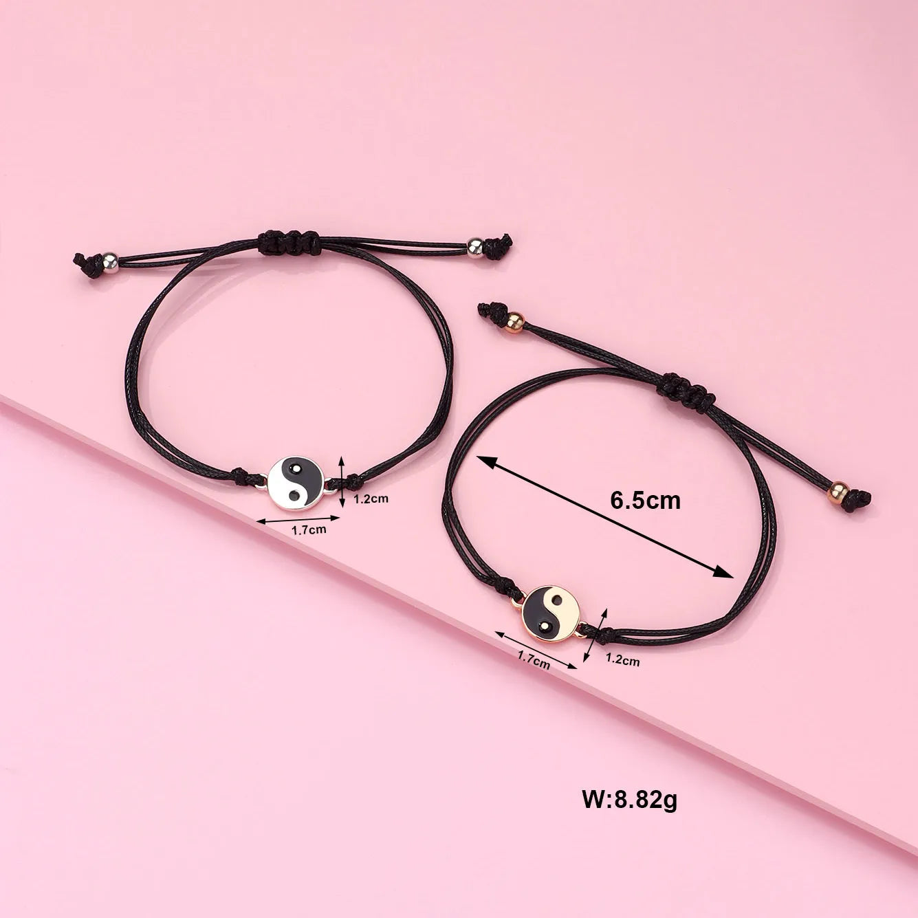 Lot de 2 Bracelets D'amitié Cordon Réglable avec Carte - Ying Yang - BFF - Best Friends Forever - Amoureux Couple Amitié
