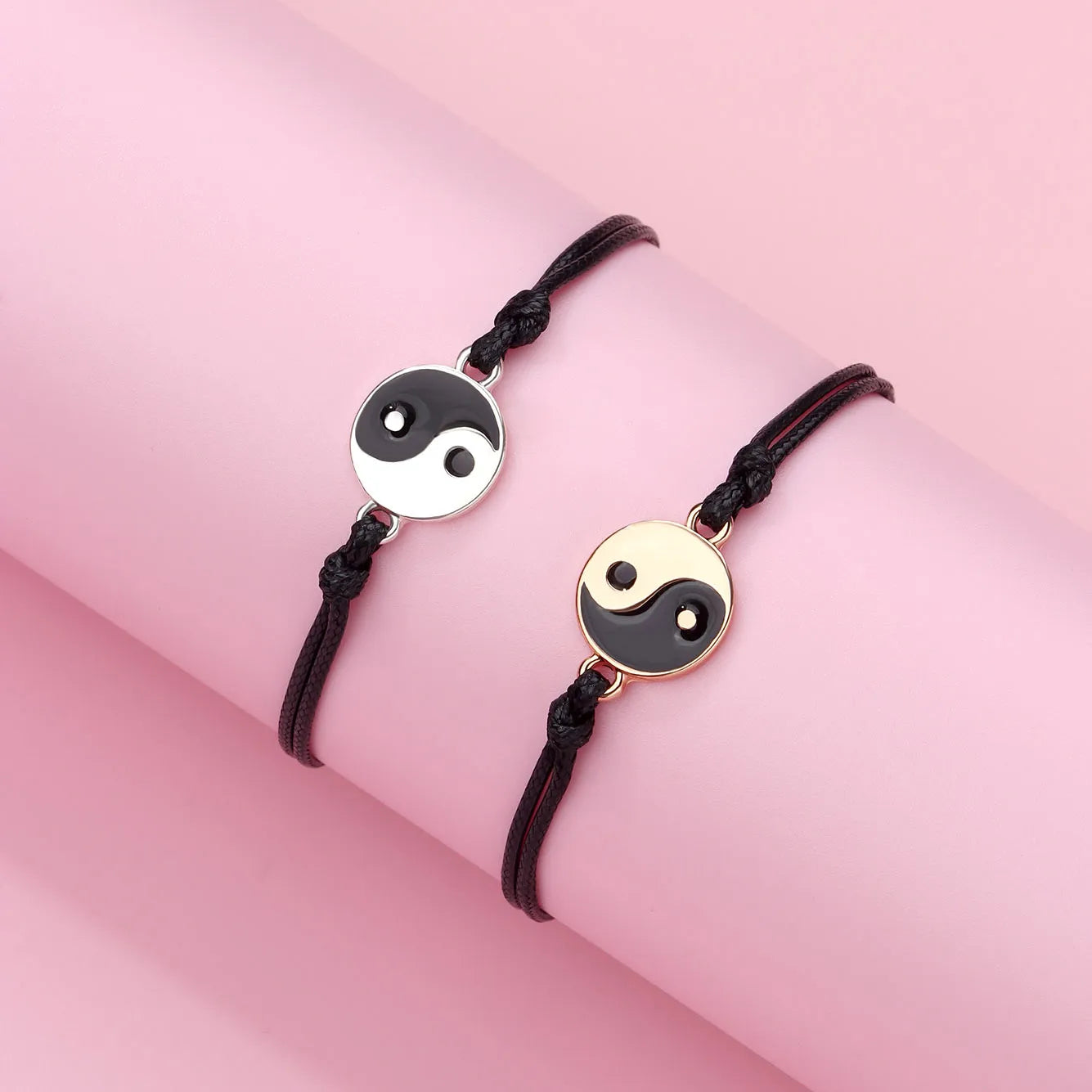 Lot de 2 Bracelets D'amitié Cordon Réglable avec Carte - Ying Yang - BFF - Best Friends Forever - Amoureux Couple Amitié