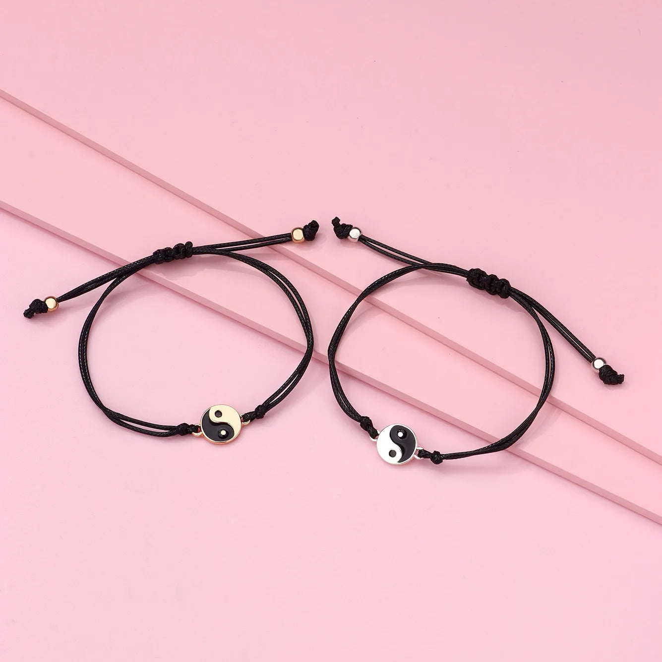 Lot de 2 Bracelets D'amitié Cordon Réglable avec Carte - Ying Yang - BFF - Best Friends Forever - Amoureux Couple Amitié