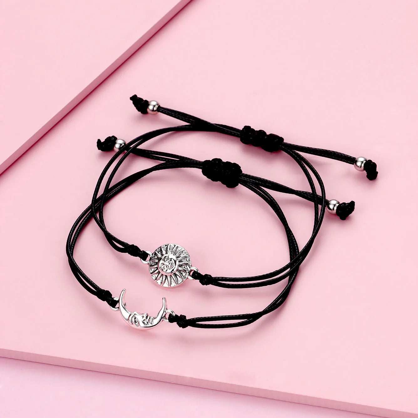 Set mit 2 verstellbaren Freundschaftsarmbändern aus Kordel, beste Freunde, Ying und Yang – BFF beste Freunde – Fantasy – magnetischer Anhänger – Liebhaber – Paar