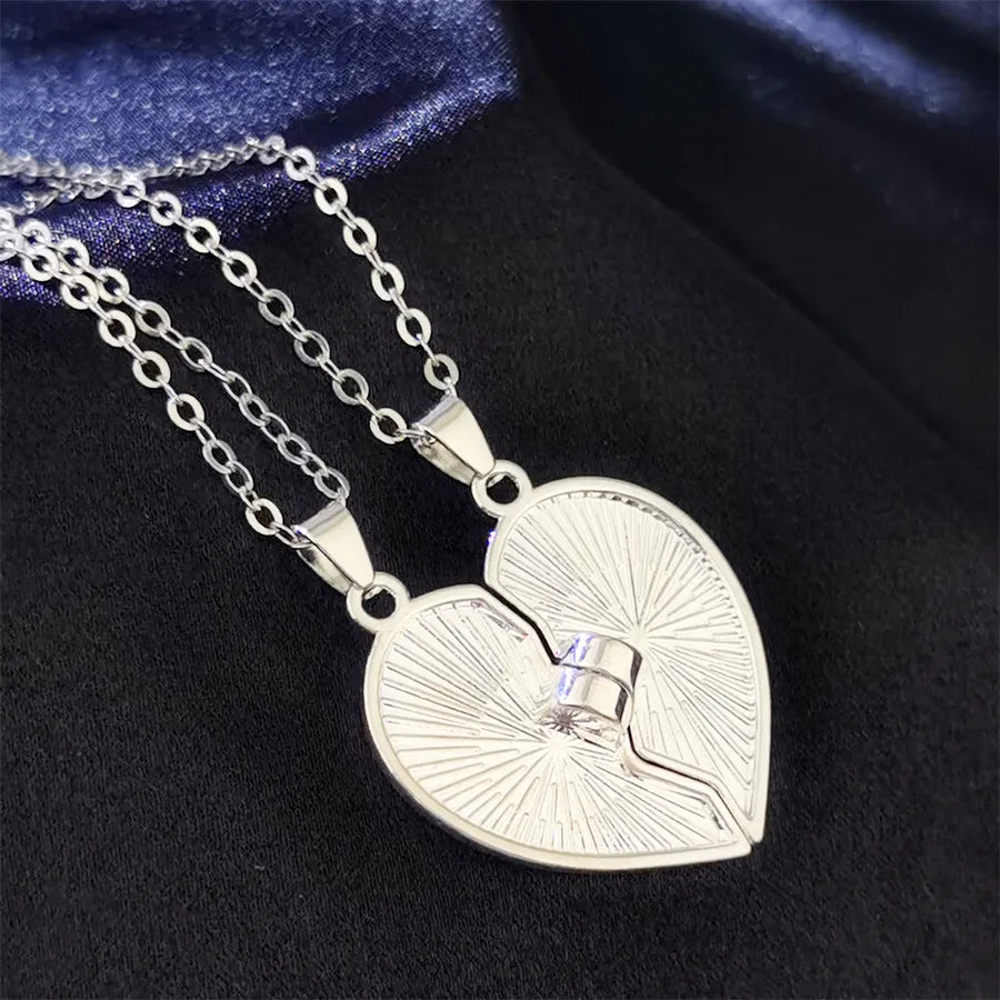 Lot de 2 Colliers D'amitié - Cœur Aimanté - BFF - Best Friends Forever - Licorne - Pendentif Paillette