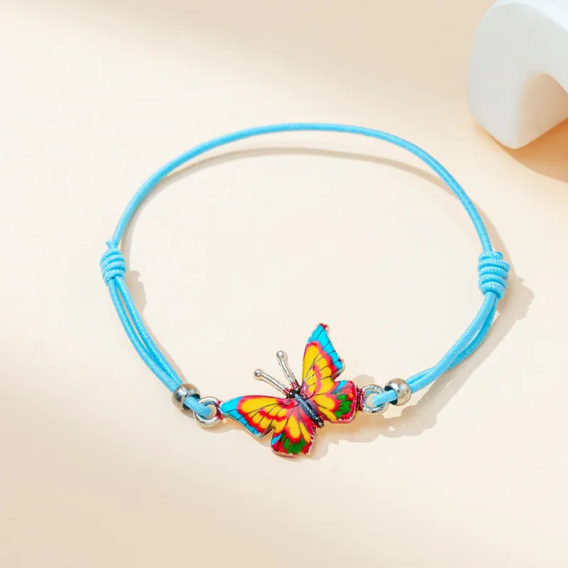 CHILD - Set of 2 Adjustable Butterfly Friendship Cord Bracelets - BFF Best Friends Forever - Fantasy - Magnetic Pendant