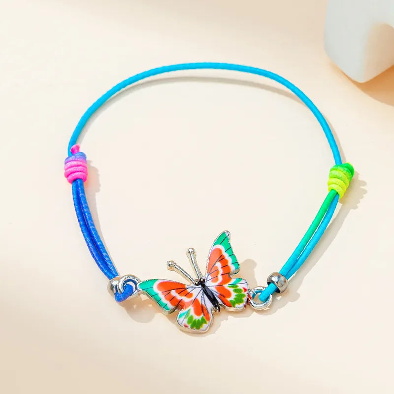 CHILD - Set of 2 Adjustable Butterfly Friendship Cord Bracelets - BFF Best Friends Forever - Fantasy - Magnetic Pendant