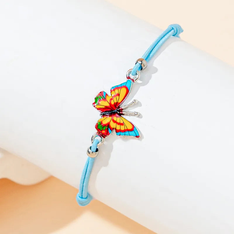 CHILD - Set of 2 Adjustable Butterfly Friendship Cord Bracelets - BFF Best Friends Forever - Fantasy - Magnetic Pendant