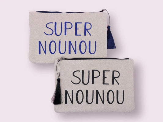 Pochette Trousse - Super Nounou - Cadeau Naissance - Nourrice - Assistante Maternelle - Garde Enfant