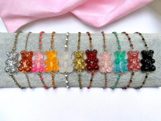 Little Translucent Candy Bear Bracelet - Gold STAINLESS STEEL